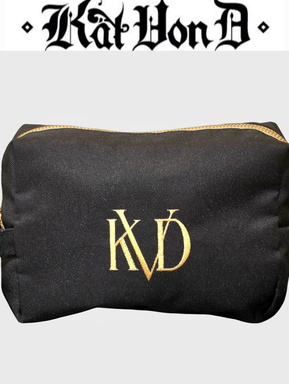 Kat Von D Gold Embrodried Logo Cosmetic Bag
